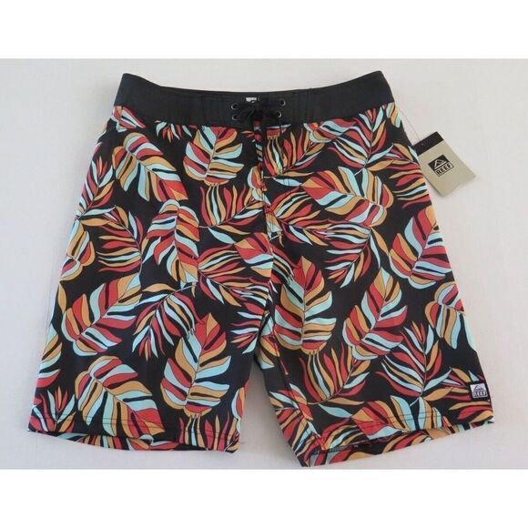 Reef Men's Sz 30 Multicolor Leaf Print Swim Trunks - Picture 1 of 7